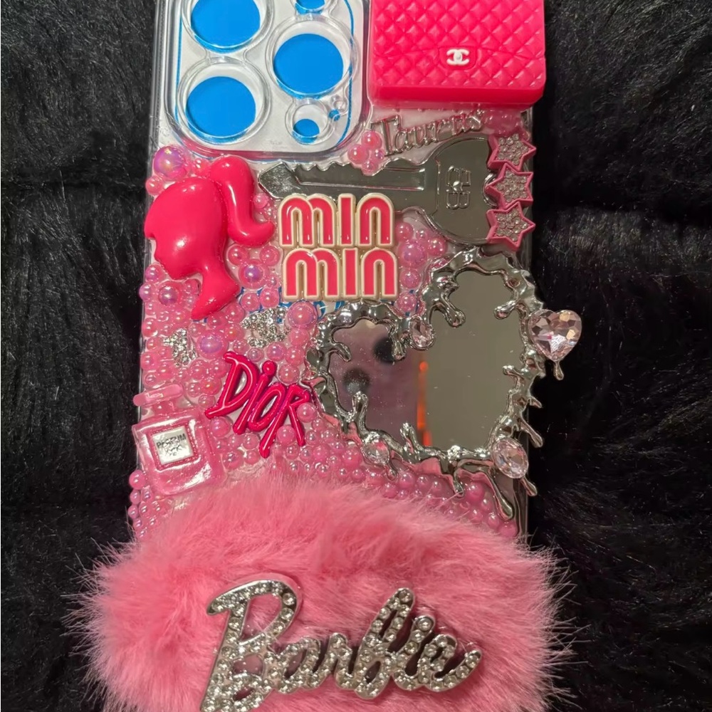Pink and Silver Glamorous Phone Case with Rhinestones
